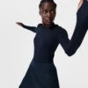 Sweaty Betty Athlete Seamless Workout Long Sleeve Top - Navy -The Sports Edit sweaty betty athlete seamless gym long sleeve top navy blue sb6547 1