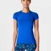 Sweaty Betty Athlete Seamless Gym T-Shirt - Lightning Blue -The Sports Edit sweaty betty athlete seamless gym t shirt lightning blue sb6546 1