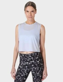 Sweaty Betty Breathe Easy Crop Muscle Vest - Salt Blue