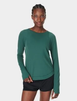 Sweaty Betty Breathe Easy Running Long Sleeve Top - Glade Green