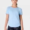Sweaty Betty Breathe Easy Running T-Shirt - Filter Blue -The Sports Edit sweaty betty breathe easy running t shirt filter blue sb9121 1