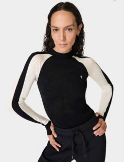 Sweaty Betty Colour Block Merino Base Layer Top - Black