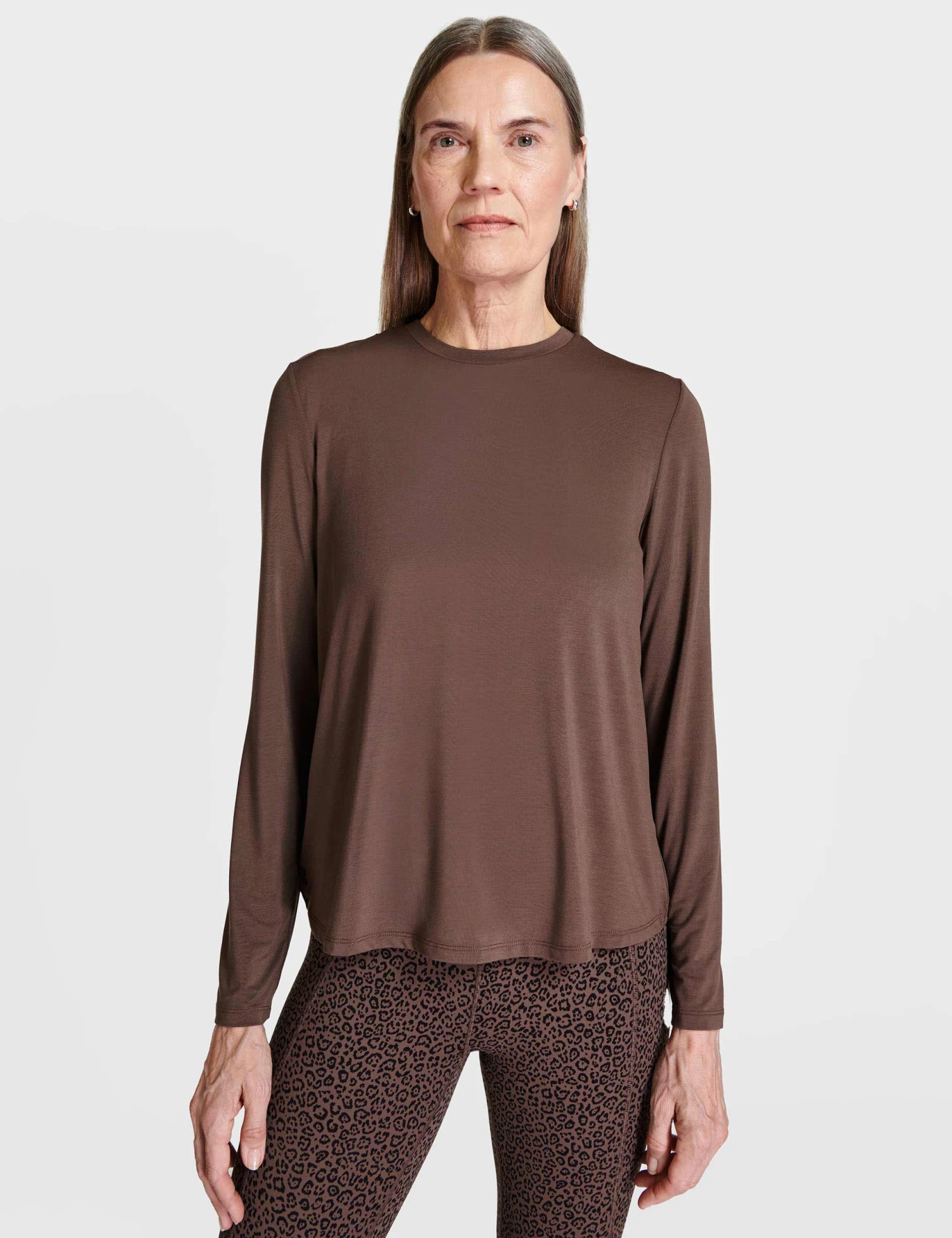Sweaty Betty Drape Back Long Sleeve Top - Walnut Brown 3 Sweaty Betty Drape Back Long Sleeve Top - Walnut Brown