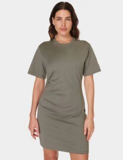 Sweaty Betty Easy Ruched T-Shirt Dress - Umbra Green