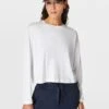 Sweaty Betty Essential Crop Long Sleeve T-Shirt - White -The Sports Edit sweaty betty essential crop long sleeve t shirt white sb9689 1