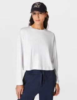 Sweaty Betty Essential Crop Long Sleeve T-Shirt - White
