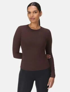 Sweaty Betty Essential Sculpt Long Sleeve Top - Sable Brown