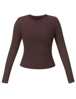 Sweaty Betty Essential Sculpt Long Sleeve Top - Sable Brown -The Sports Edit sweaty betty essential sculpt ls top sable brown sb9818 5