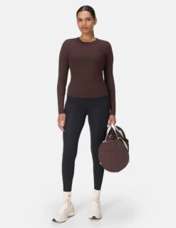 Sweaty Betty Essential Sculpt Long Sleeve Top - Sable Brown -The Sports Edit sweaty betty essential sculpt ls top sable brown sb9818 7