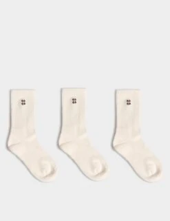 Sweaty Betty Essentials Crew Socks 3 Pack - Creme Beige