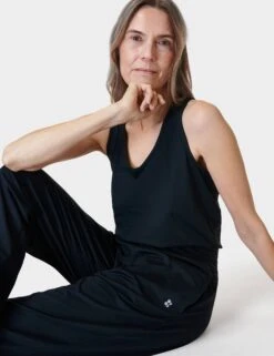 Sweaty Betty Gaia Yoga Jumpsuit - Black -The Sports Edit sweaty betty gaia yoga jumpsuit black sb9558 2