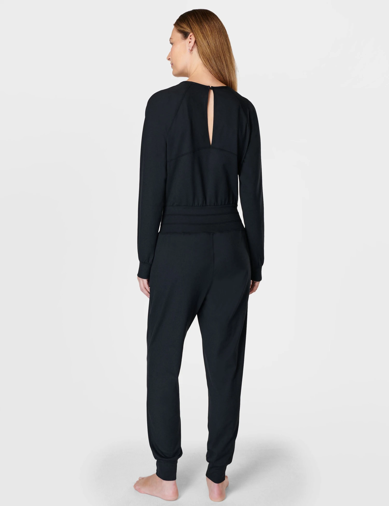 Sweaty Betty Gaia Yoga Long Sleeve Jumpsuit - Black 4 Sweaty Betty Gaia Yoga Long Sleeve Jumpsuit - Black - Image 2