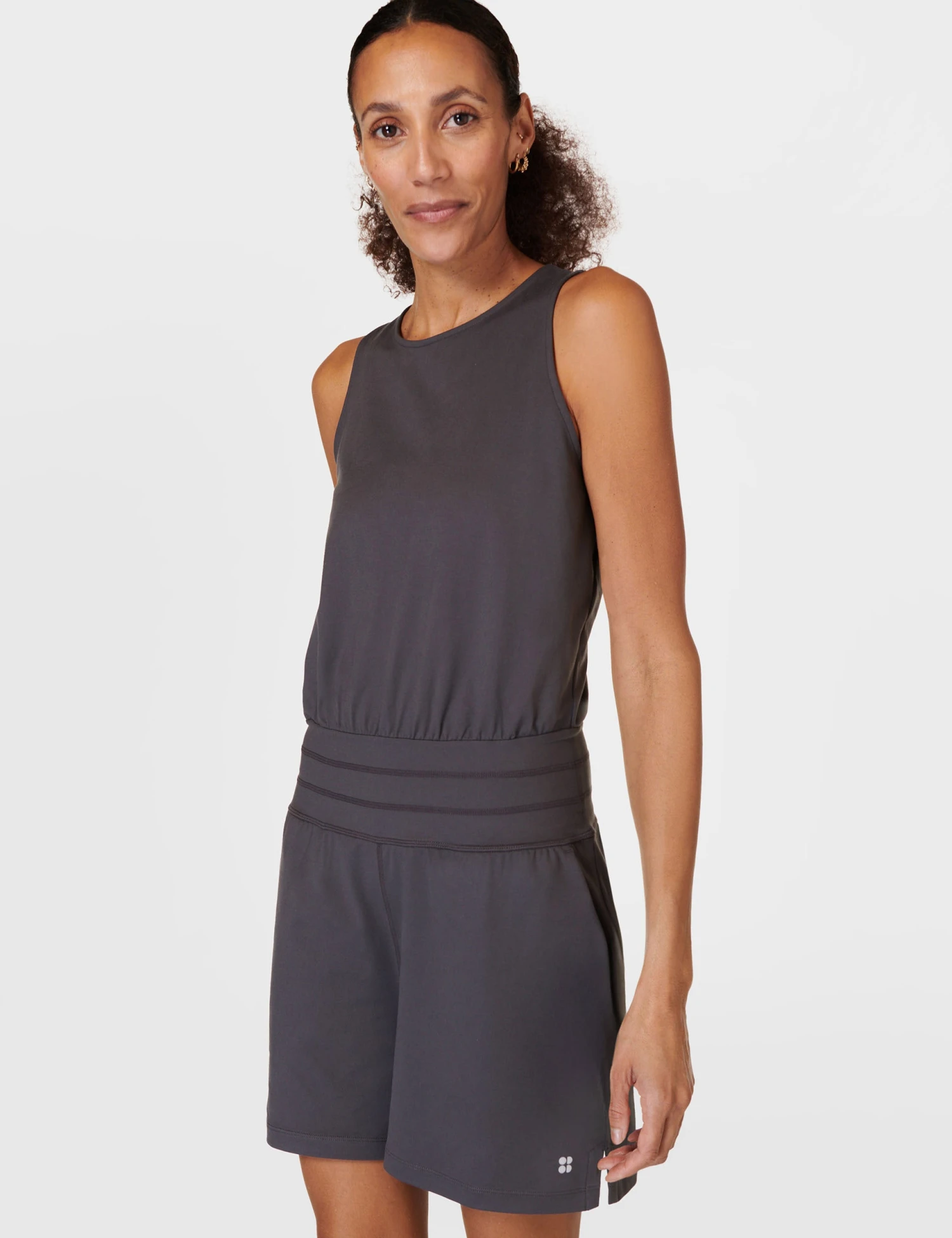 Sweaty Betty Gaia Performance Yoga Romper - Urban Grey 5 Sweaty Betty Gaia Performance Yoga Romper - Urban Grey - Image 3