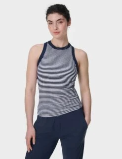 Sweaty Betty Harper Racer Vest - Navy White Stripe