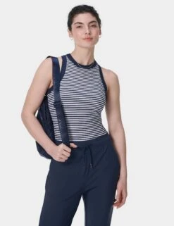Sweaty Betty Harper Racer Vest - Navy White Stripe -The Sports Edit sweaty betty harper racer vest navy white stripe sb9700 2