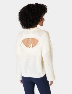 Sweaty Betty Hera Open Back Sweater - Lily White -The Sports Edit sweaty betty hera open back sweater lily white sb9679 6