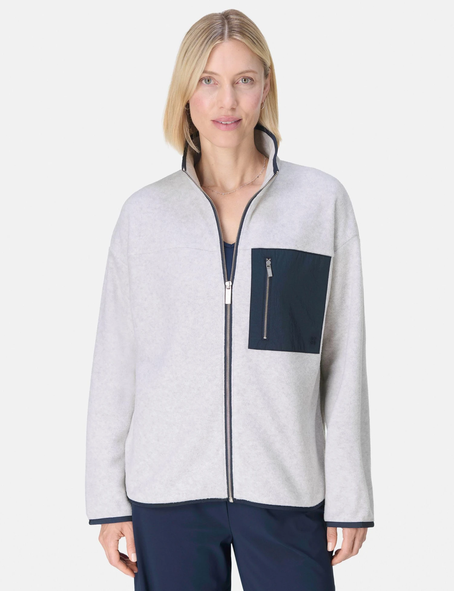 Sweaty Betty Mallow Zip Through - Mottled Grey/Navy Blue 3 Sweaty Betty Mallow Zip Through - Mottled Grey/Navy Blue