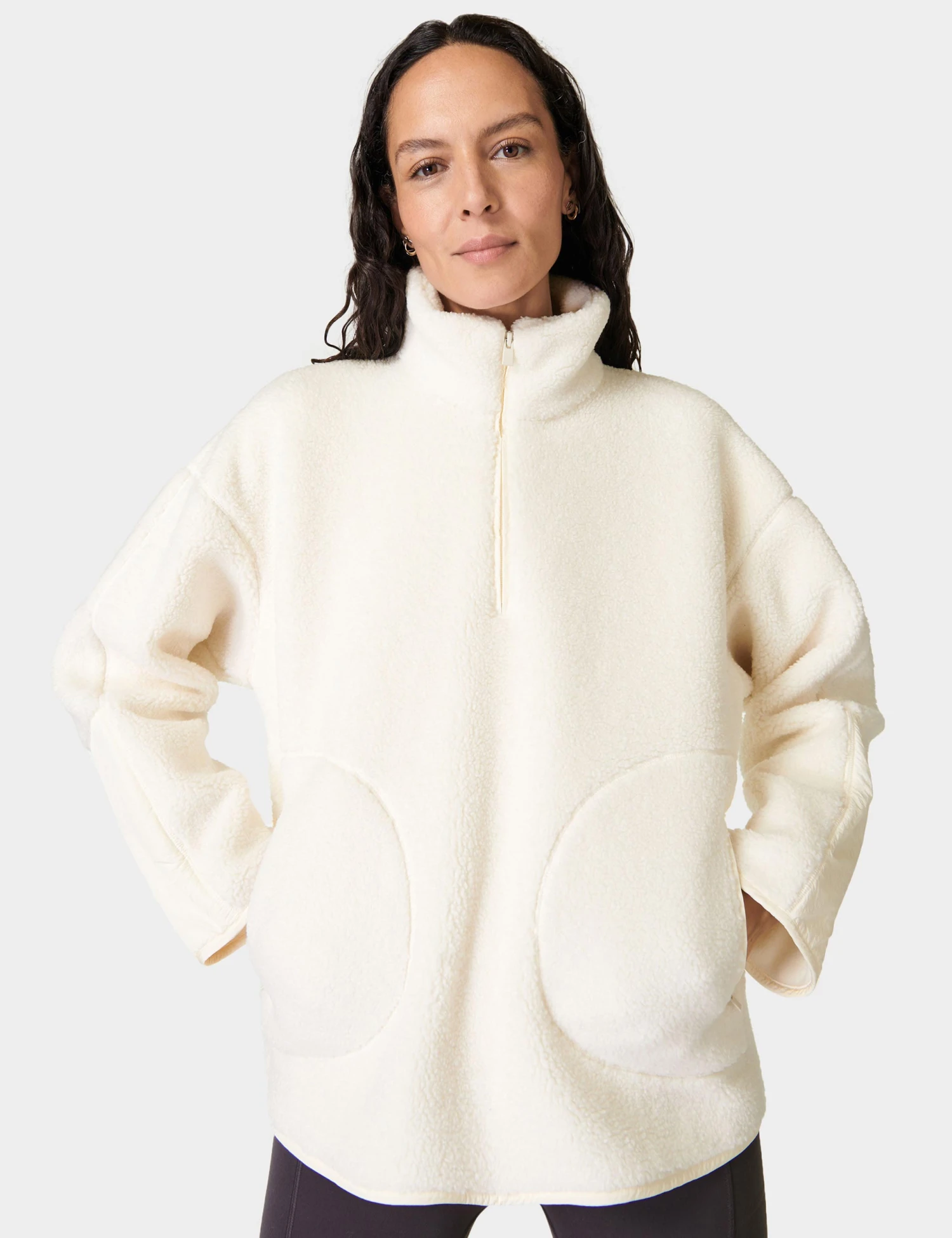 Sweaty Betty Plush Textured Half Zip Fleece - Studio White 3 Sweaty Betty Plush Textured Half Zip Fleece - Studio White