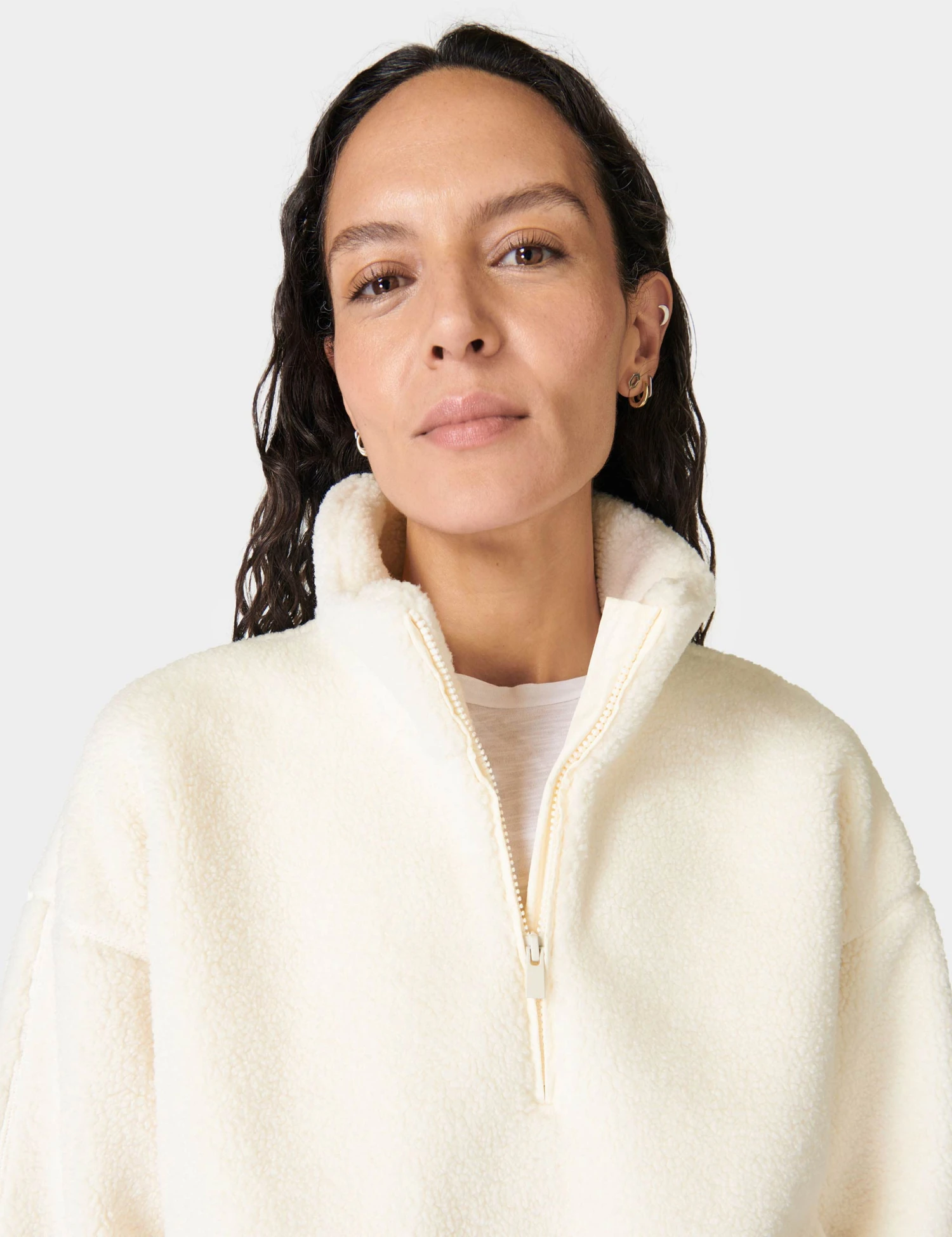 Sweaty Betty Plush Textured Half Zip Fleece - Studio White 4 Sweaty Betty Plush Textured Half Zip Fleece - Studio White - Image 2