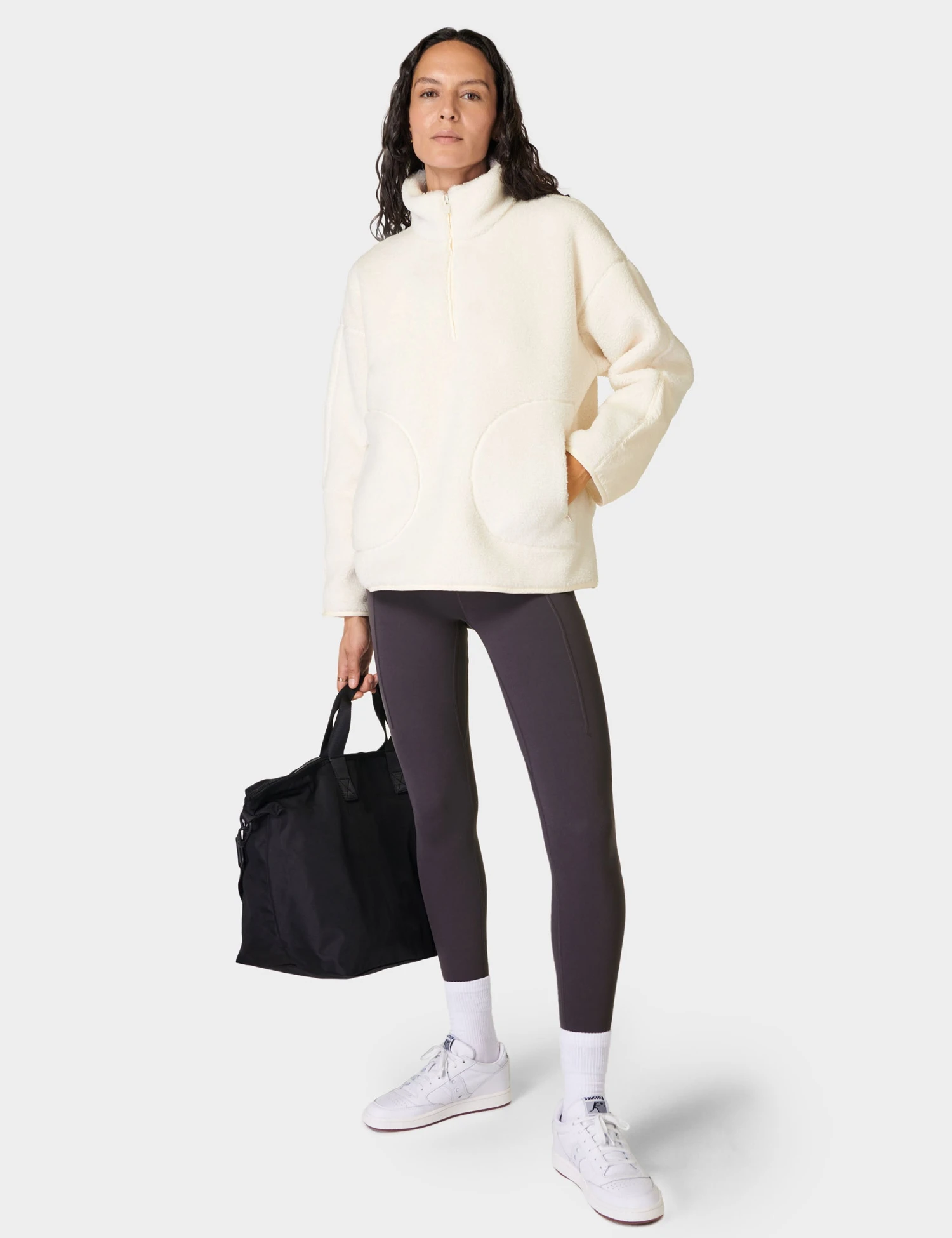 Sweaty Betty Plush Textured Half Zip Fleece - Studio White 6 Sweaty Betty Plush Textured Half Zip Fleece - Studio White - Image 4