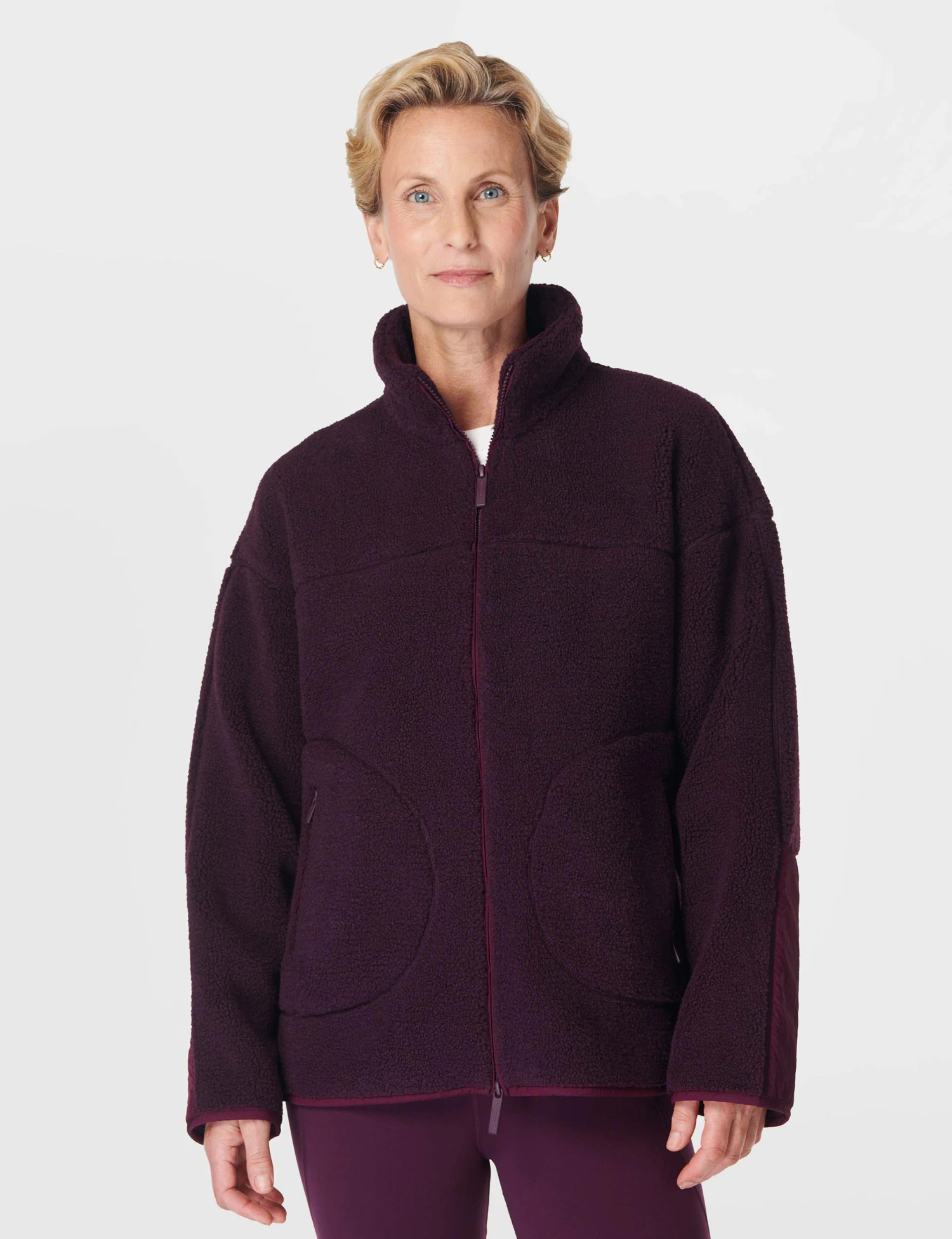 Sweaty Betty Plush Textured Zip Up - Midnight Cherry Purple 3 Sweaty Betty Plush Textured Zip Up - Midnight Cherry Purple