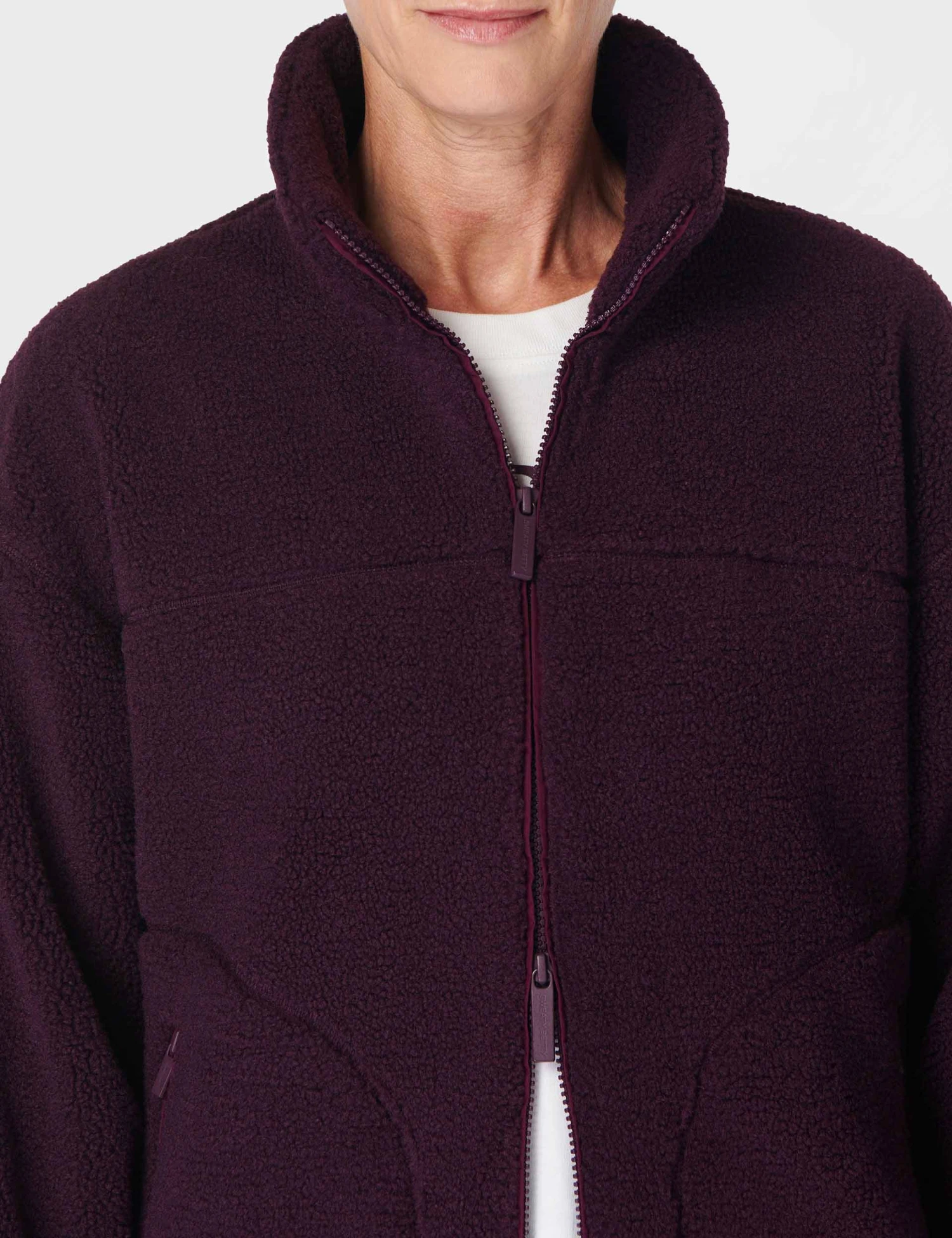 Sweaty Betty Plush Textured Zip Up - Midnight Cherry Purple 5 Sweaty Betty Plush Textured Zip Up - Midnight Cherry Purple - Image 3