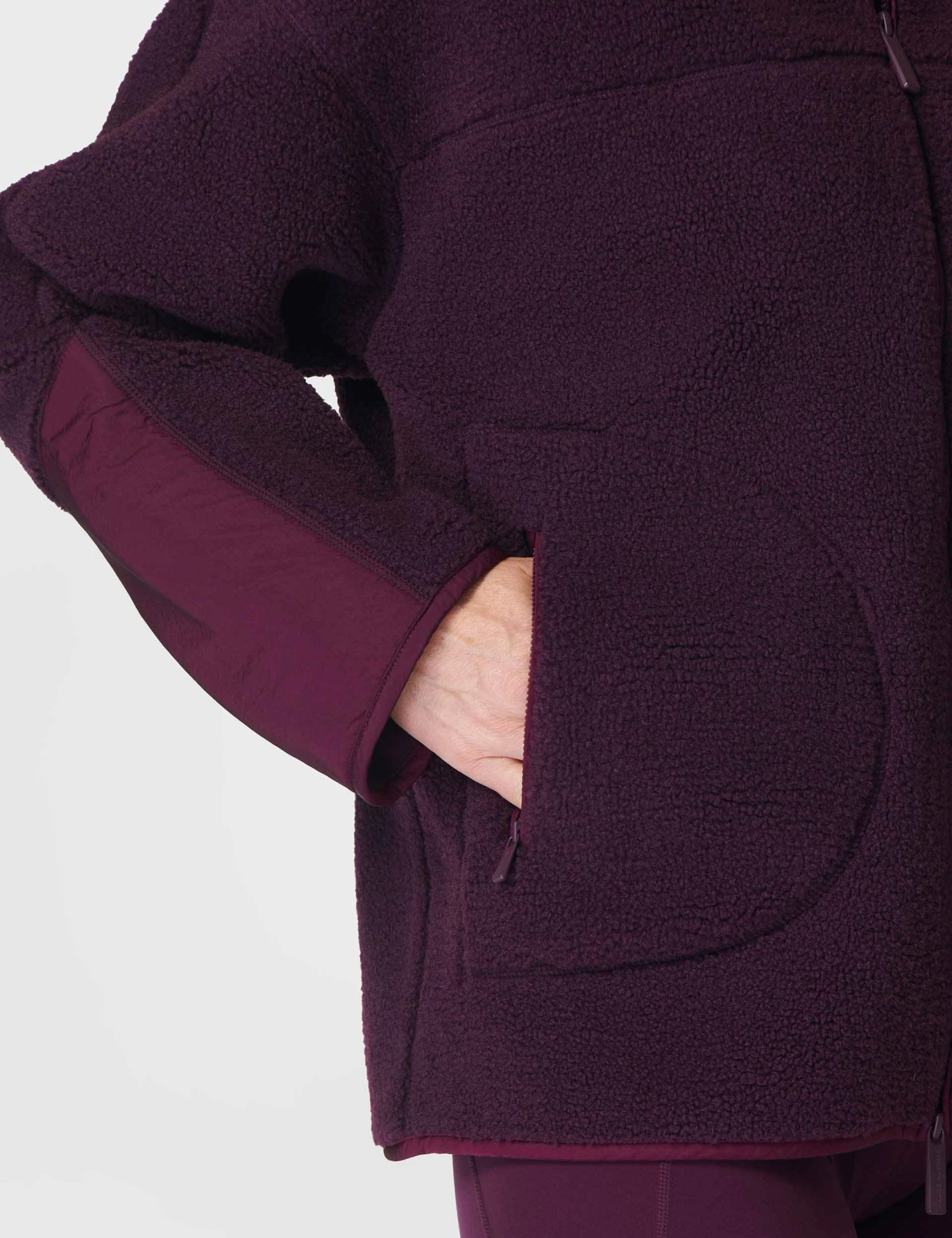 Sweaty Betty Plush Textured Zip Up - Midnight Cherry Purple 6 Sweaty Betty Plush Textured Zip Up - Midnight Cherry Purple - Image 4