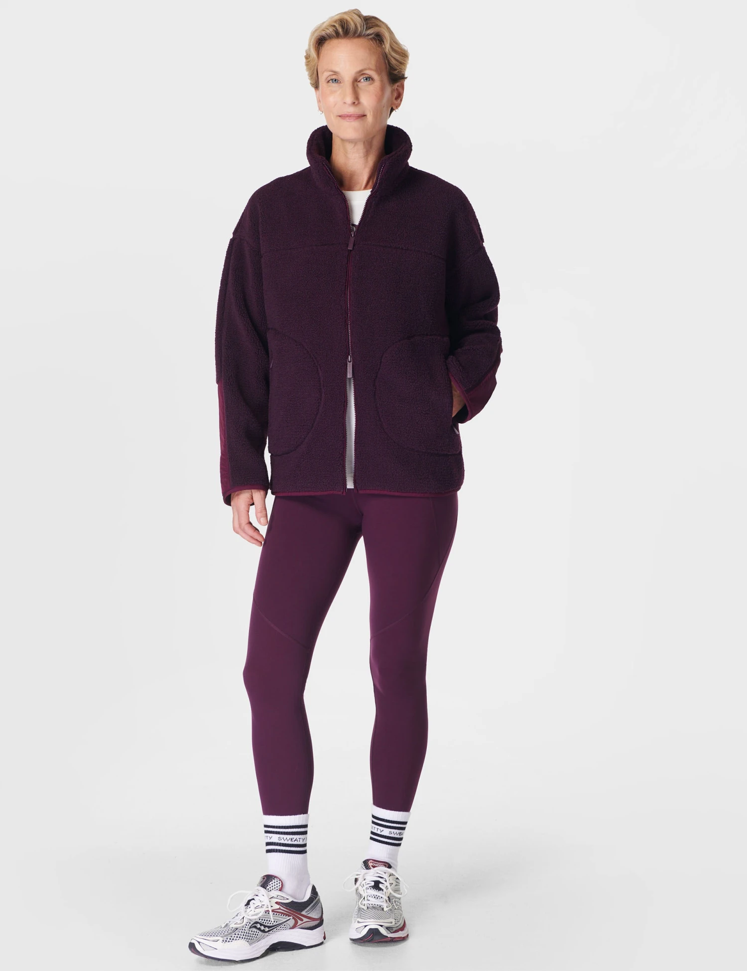 Sweaty Betty Plush Textured Zip Up - Midnight Cherry Purple 9 Sweaty Betty Plush Textured Zip Up - Midnight Cherry Purple - Image 7