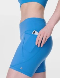 Sweaty Betty Power 6" Cycling Shorts - Tidal Blue -The Sports Edit sweaty betty power 6in cycling shorts tidal blue sb4822p 4