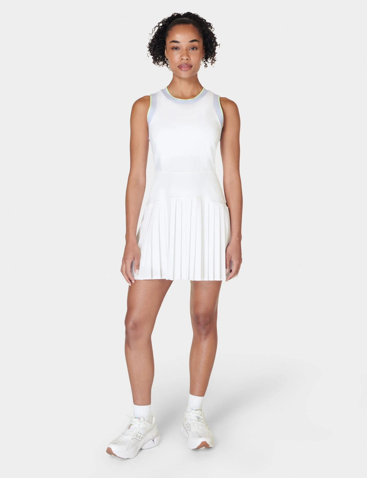 Sweaty Betty Power Ace Mix Pleat Tennis Dress - White 8 Sweaty Betty Power Ace Mix Pleat Tennis Dress - White - Image 6