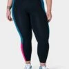 Sweaty Betty Power UltraSculpt High Waisted 7/8 Colour Block Gym Leggings - Black/Reef Teal/Beet Pink -The Sports Edit sweaty betty power ultra sculpt hw 7 8 colour block gym leggings black reef teal beet pink sb9018c 1