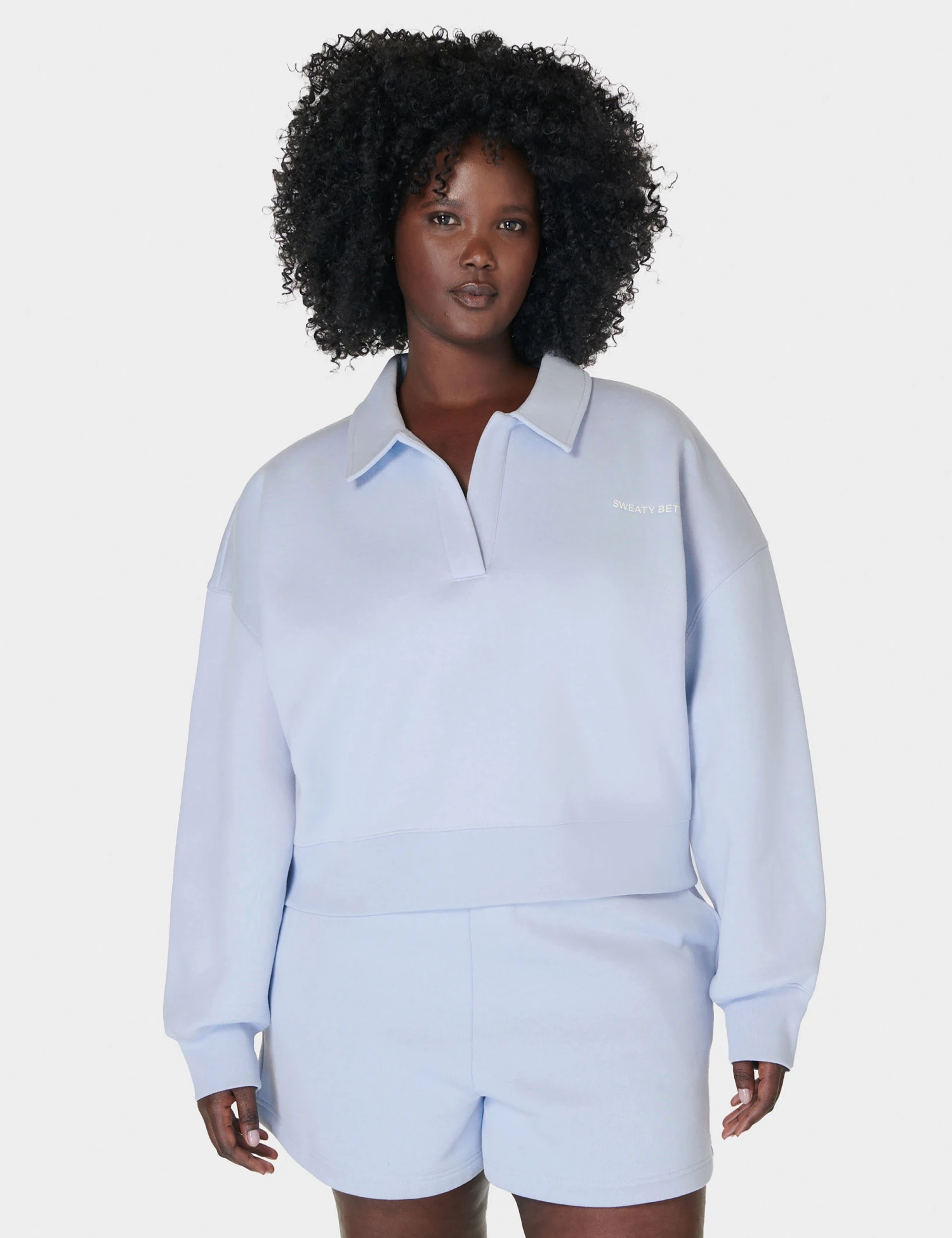 Sweaty Betty Powerhouse Collared Sweatshirt - Salt Blue 3 Sweaty Betty Powerhouse Collared Sweatshirt - Salt Blue