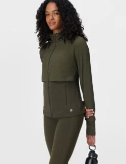 Sweaty Betty Pro Run Water Resistant Run Jacket - Nori Green -The Sports Edit sweaty betty pro run water resistant run jacket nori green sb9886 6