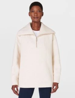 Sweaty Betty Radiant Half Zip Sweatshirt - Oatmeal Marl