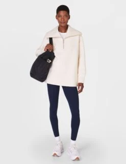 Sweaty Betty Radiant Half Zip Sweatshirt - Oatmeal Marl -The Sports Edit sweaty betty radiant half zip sweatshirt oatmeal sb9938b 6