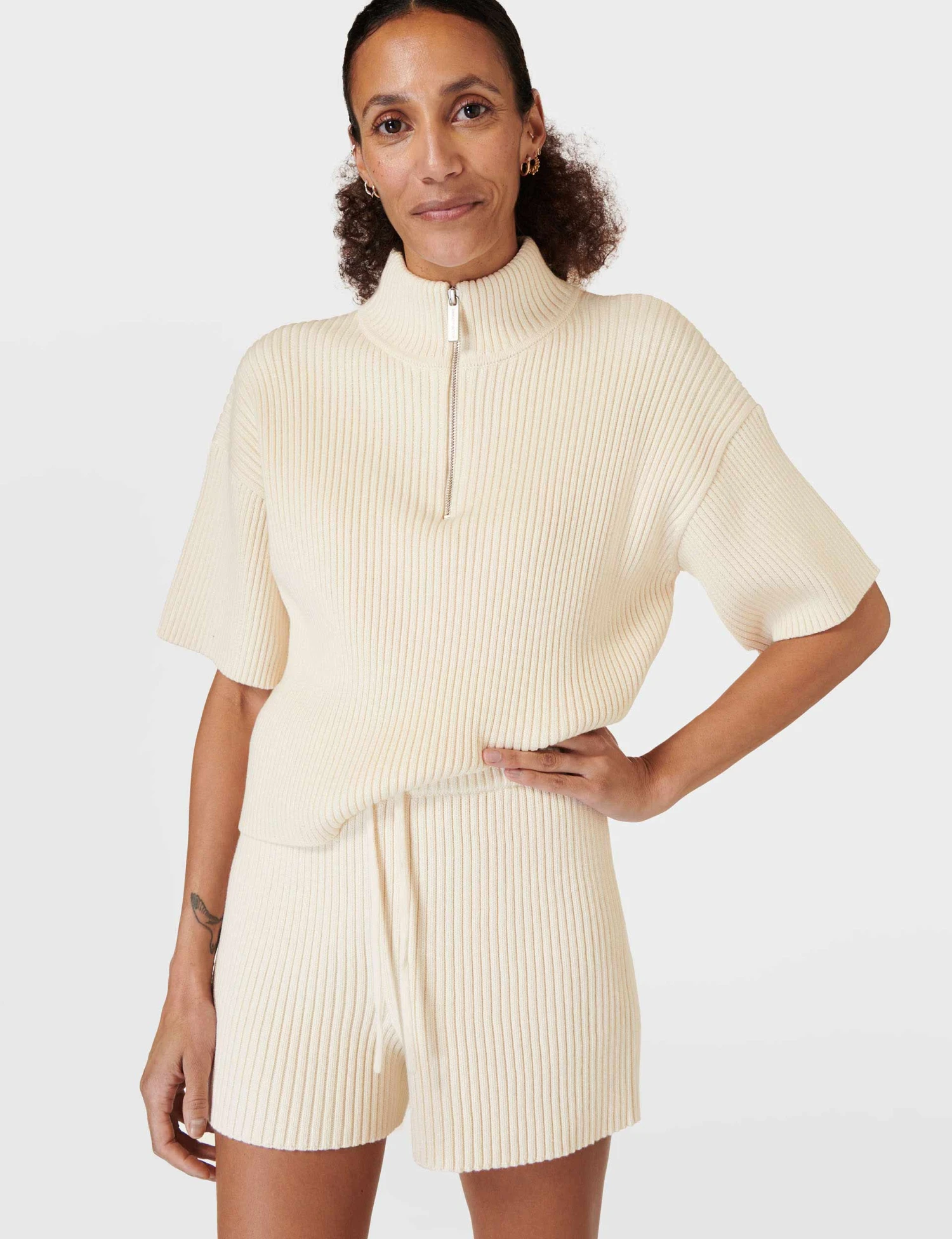 Sweaty Betty Retreat Rib Short - Studio White 6 Sweaty Betty Retreat Rib Short - Studio White - Image 4