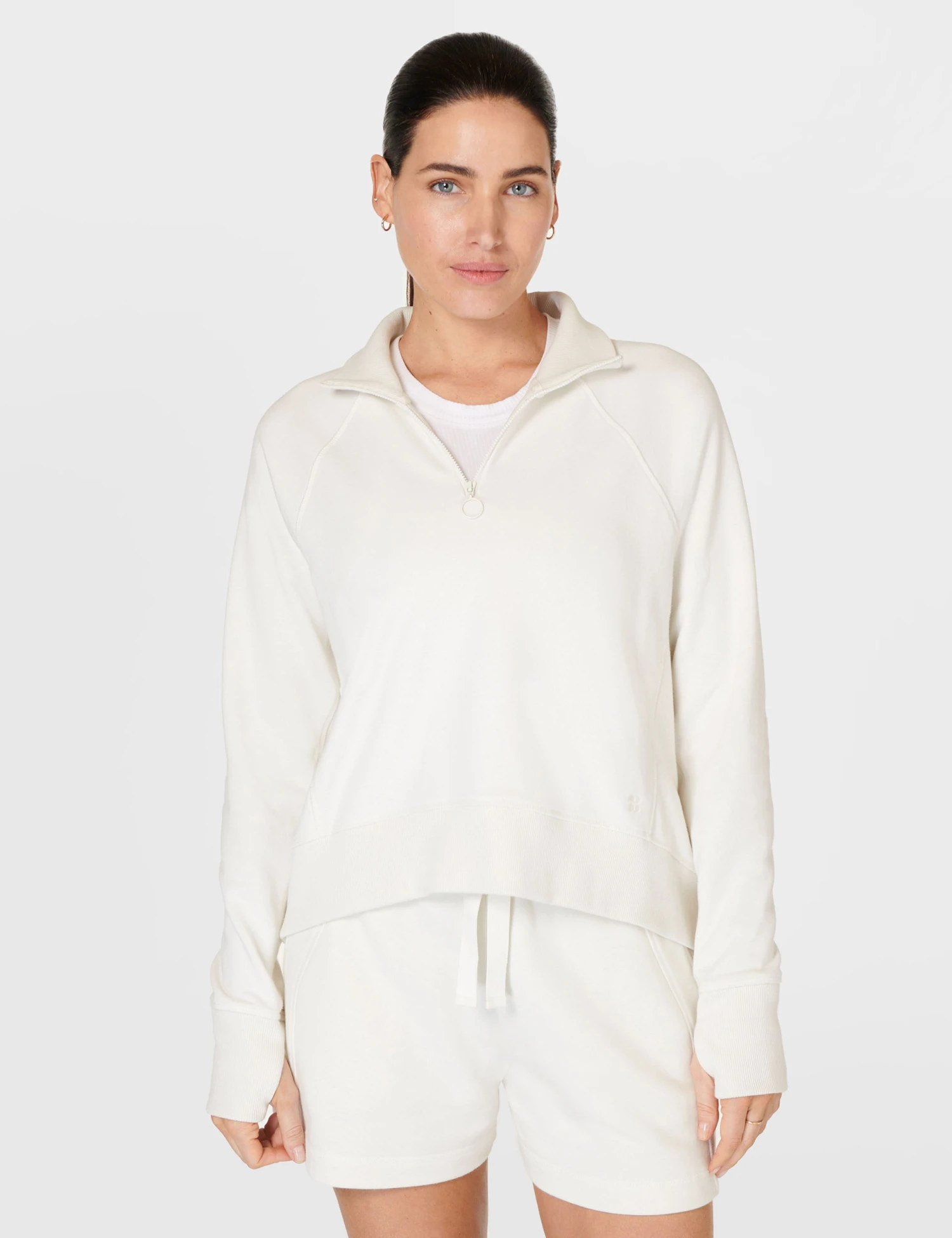 Sweaty Betty Revive Rib Half Zip Pullover - Lily White 3 Sweaty Betty Revive Rib Half Zip Pullover - Lily White