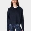 Sweaty Betty Revive Rib Half Zip Pullover - Navy Blue -The Sports Edit sweaty betty revive rib half zip pullover navy blue sb8937 1