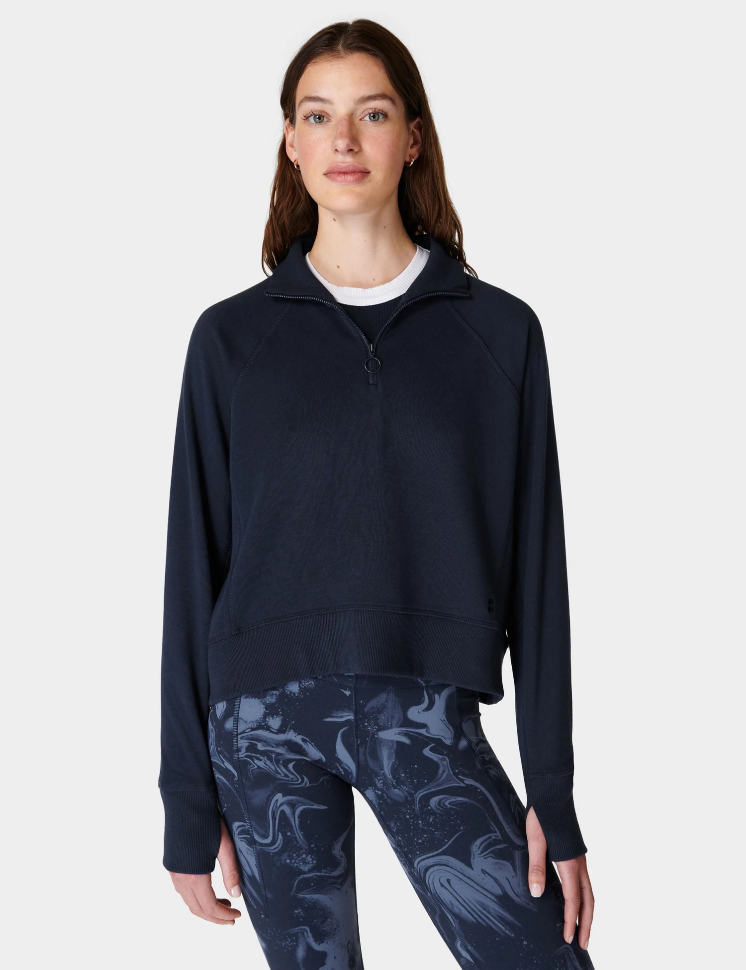 Sweaty Betty Revive Rib Half Zip Pullover - Navy Blue 3 Sweaty Betty Revive Rib Half Zip Pullover - Navy Blue