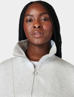 Sweaty Betty Sand Wash Funnel Neck Half Zip - Ice Grey Marl -The Sports Edit sweaty betty sand wash funnel neck half zip ice grey marl sb9531 7