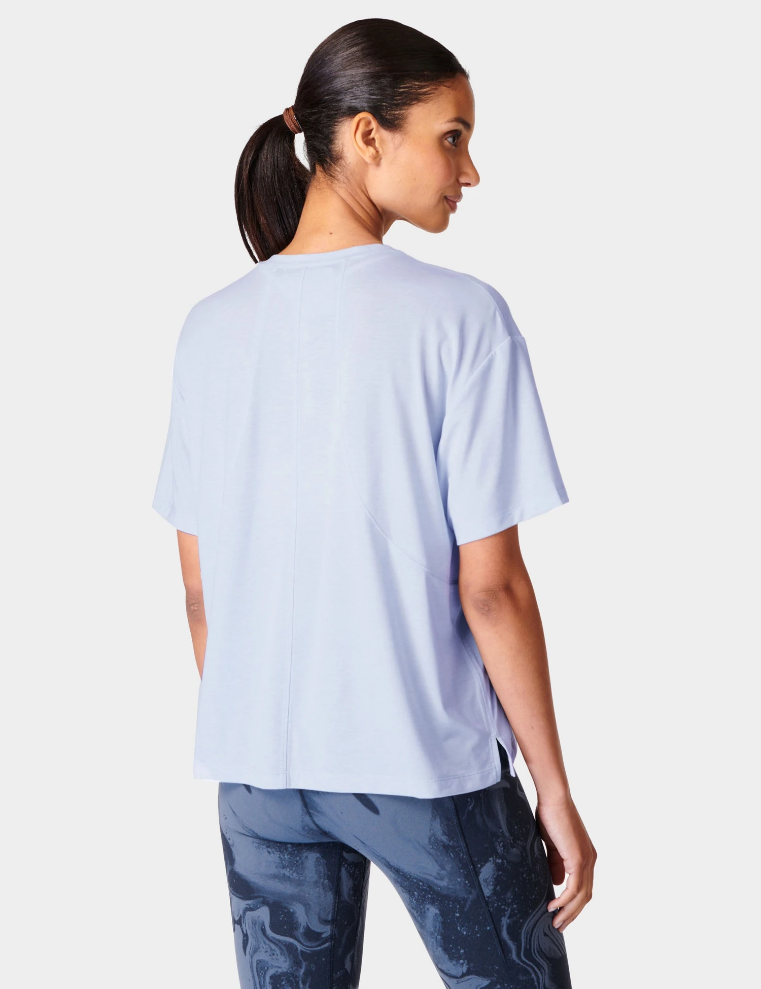 Sweaty Betty Soft Flow Studio T-Shirt - Salt Blue 4 Sweaty Betty Soft Flow Studio T-Shirt - Salt Blue - Image 2