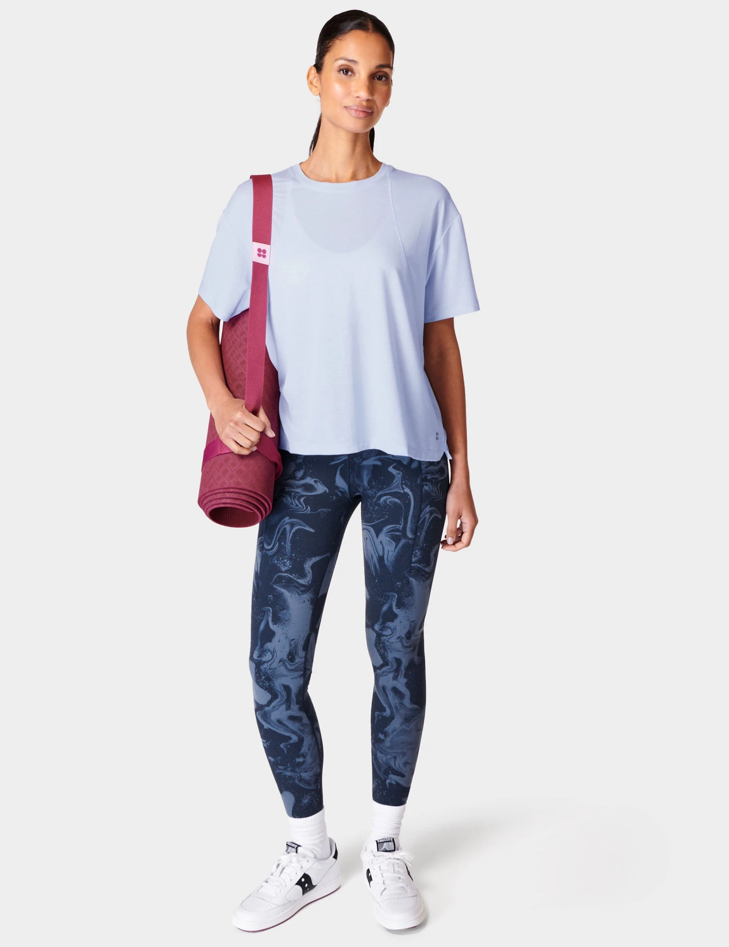 Sweaty Betty Soft Flow Studio T-Shirt - Salt Blue 8 Sweaty Betty Soft Flow Studio T-Shirt - Salt Blue - Image 6