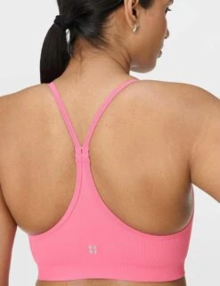 Sweaty Betty Spirit Restored Yoga Bra - Lollipop Pink -The Sports Edit sweaty betty spirit restored yoga bra lollipop pink sb9610 3