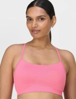 Sweaty Betty Spirit Restored Yoga Bra - Lollipop Pink -The Sports Edit sweaty betty spirit restored yoga bra lollipop pink sb9610 5