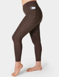 Sweaty Betty Super Soft 7/8 Yoga Leggings - Brown Leopard Marking Print