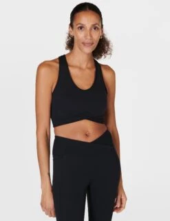 Sweaty Betty Super Soft Ultra-Lite Wrap Bra - Black -The Sports Edit sweaty betty super soft ultra lite wrap bra black sb9906 1