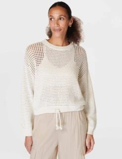 Sweaty Betty Tides High Open Weave Jumper - Lily White