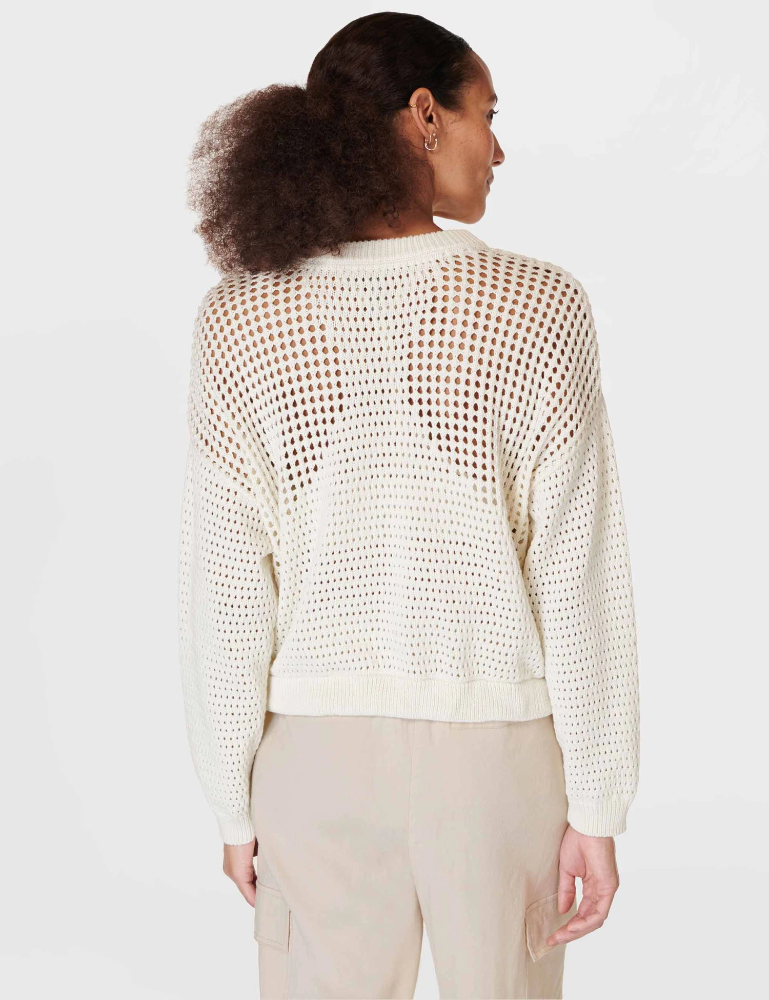 Sweaty Betty Tides High Open Weave Jumper - Lily White 4 Sweaty Betty Tides High Open Weave Jumper - Lily White - Image 2