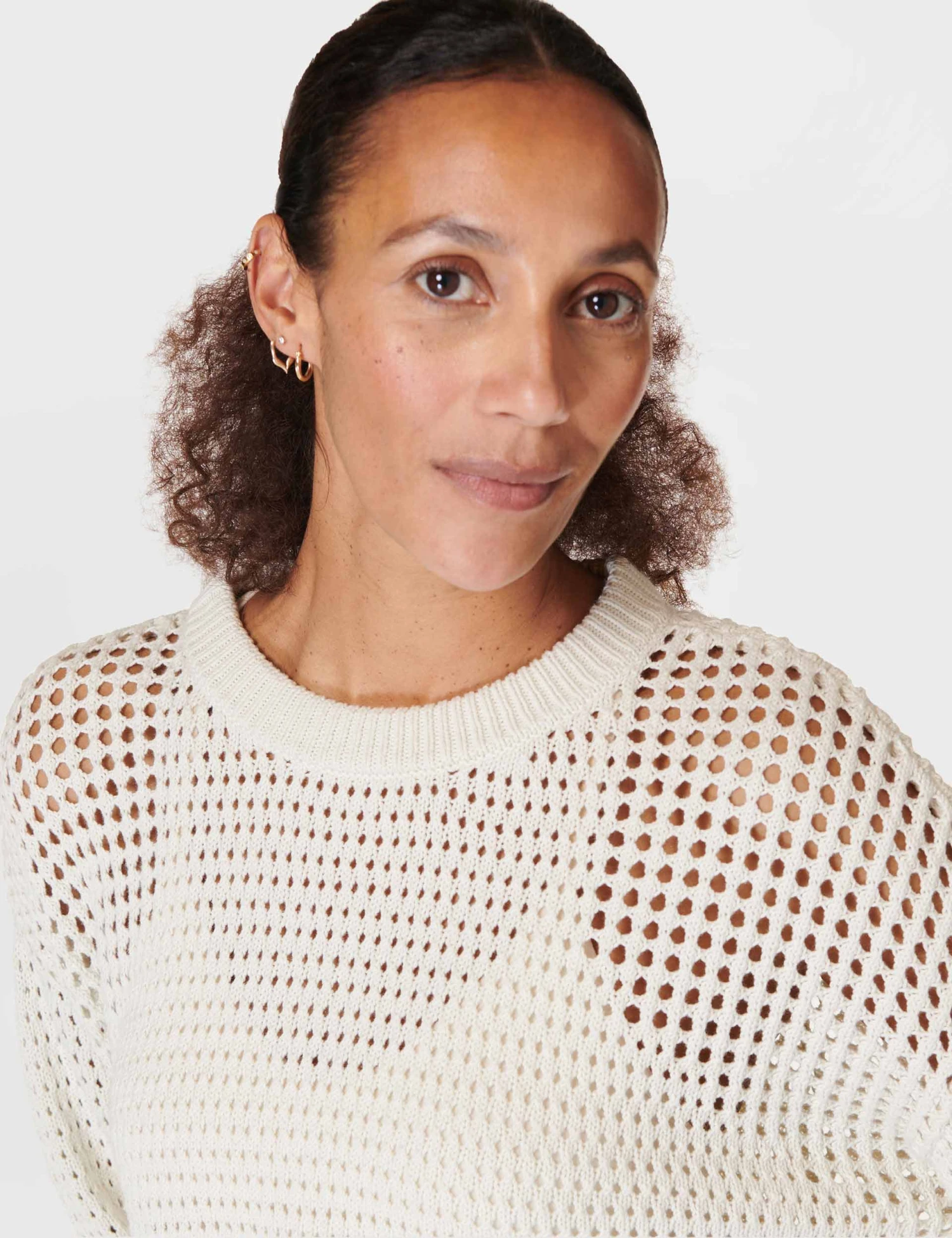 Sweaty Betty Tides High Open Weave Jumper - Lily White 6 Sweaty Betty Tides High Open Weave Jumper - Lily White - Image 4