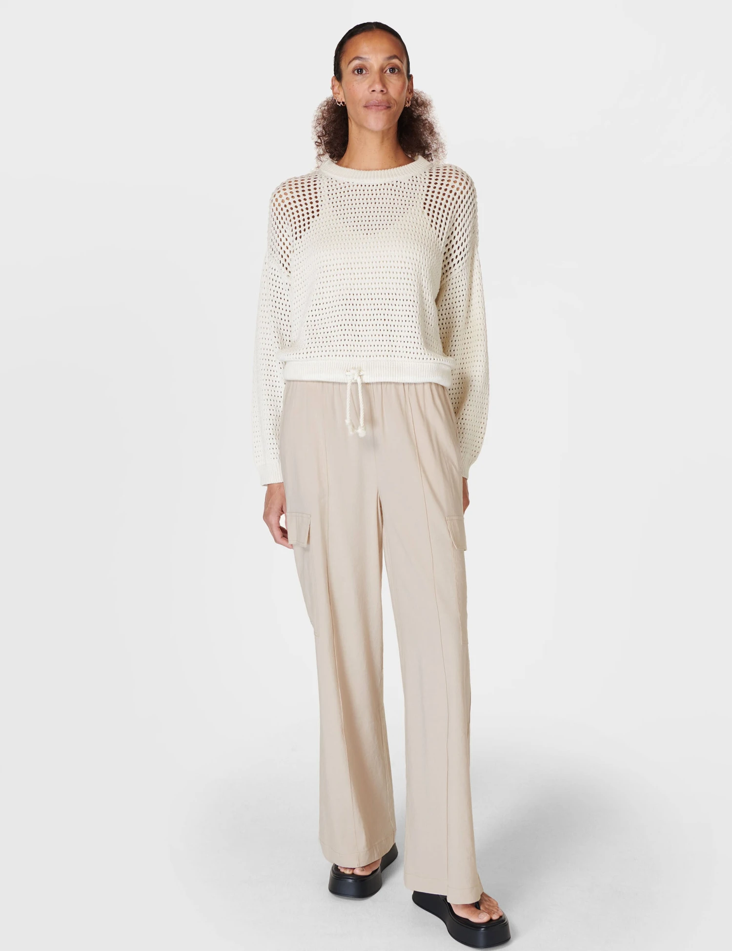 Sweaty Betty Tides High Open Weave Jumper - Lily White 9 Sweaty Betty Tides High Open Weave Jumper - Lily White - Image 7